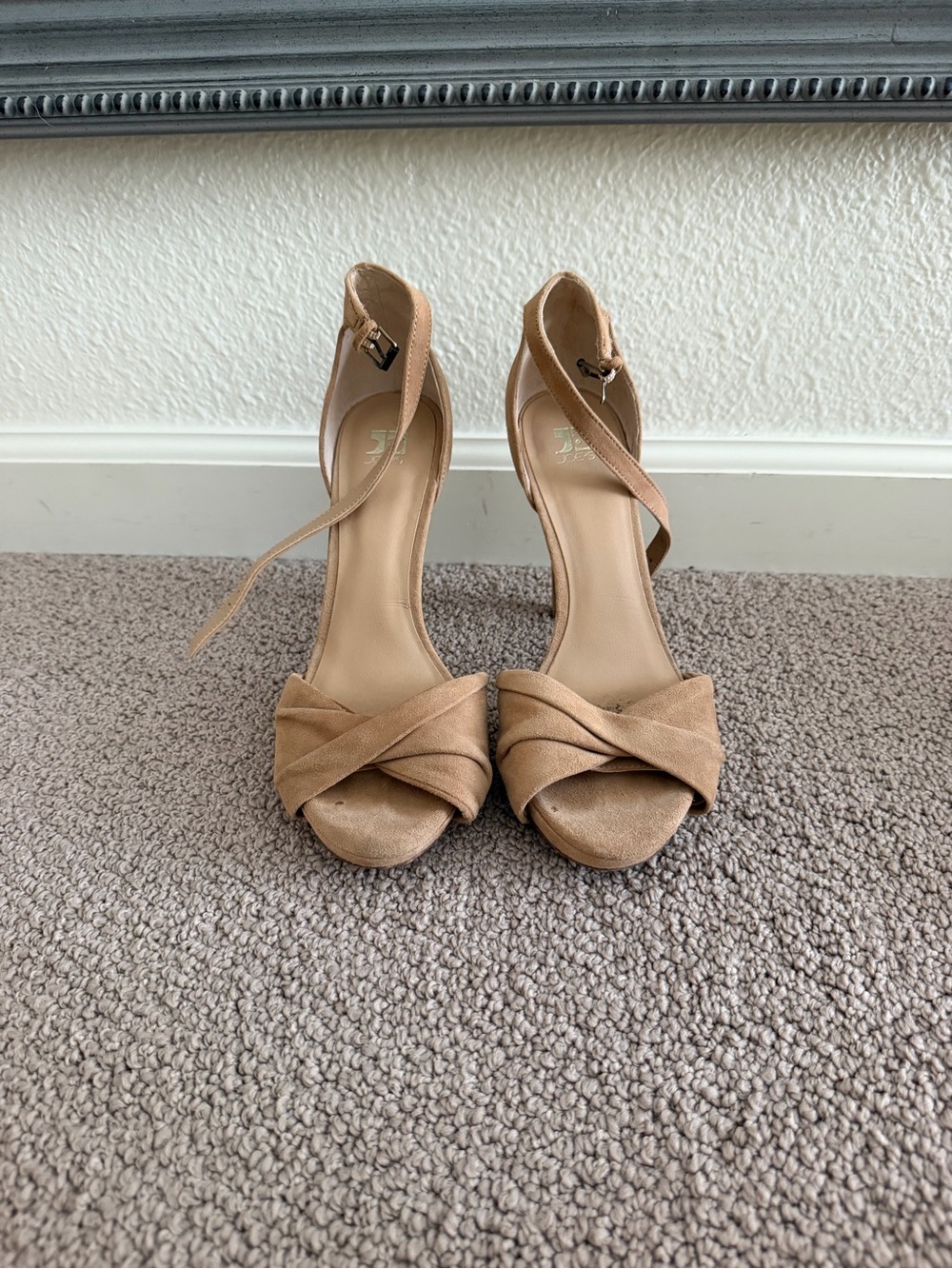 Joe's Jeans Tan Ankle-Strap Twisted Front Heels